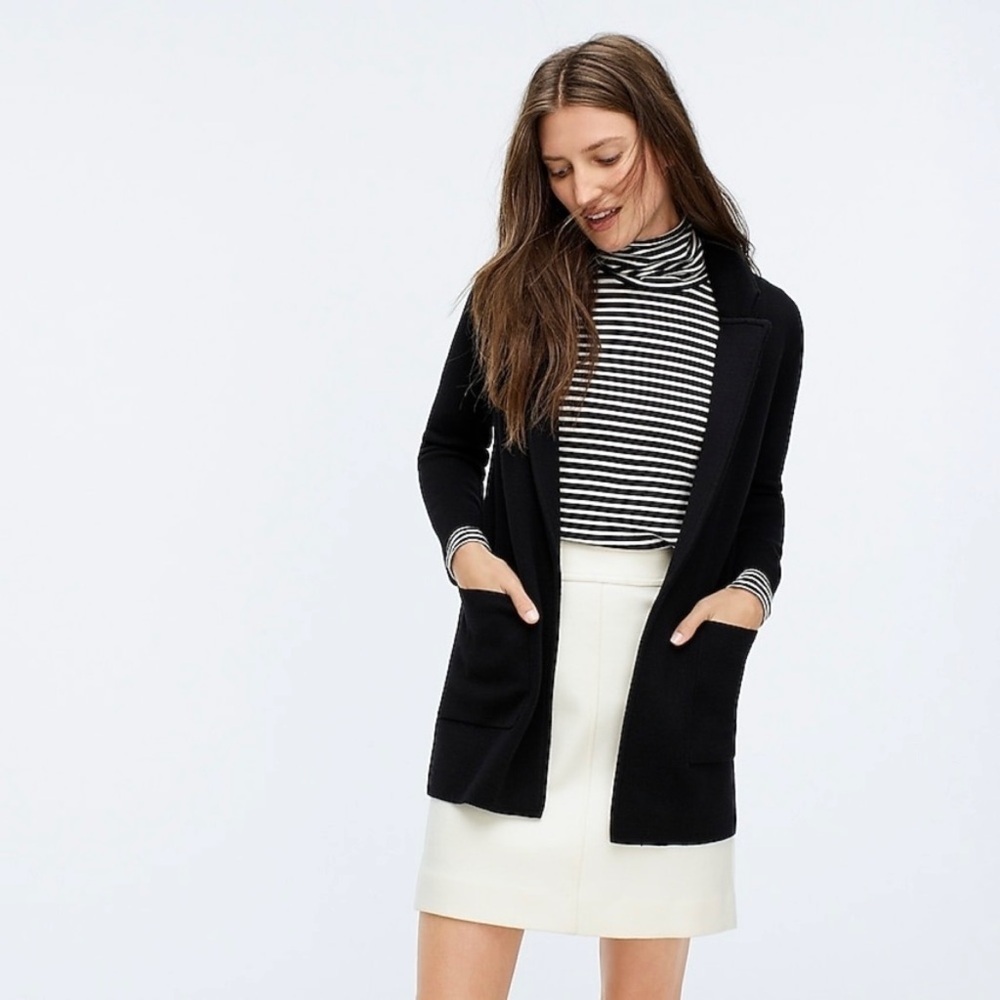 J Crew Sophie Open-Front Sweater Blazer Style
J0244‎ Patch Pockets Black Small